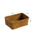 Woven storage basket rectangular straw desktop organizer for cosmetics snacks 17x11x6cm - S