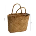 Handmade straw woven tote bag eco-friendly gift basket for packaging and daily use. - Large (30x20cm) / Natural Straw Color