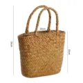 Handmade straw woven handbag eco-friendly casual tote bag for daily shopping and summer beach. - Small (20x16cm) / Natural Straw Color