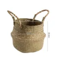 Nordic woven seagrass storage basket belly basket plant pot holder with double handles - Belly Dia 23xH 20.3cm / Original Color