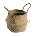 Nordic Woven Straw Storage Basket Foldable Seagrass Plant Pot Planter Laundry Basket - Belly Dia 26xH 22.9cm / Original Color