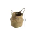 Handwoven seagrass storage basket natural straw planter pot holder desktop organizer - Belly Dia 13xH 12cm / Original Color