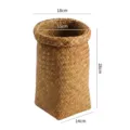 Round woven straw storage basket flower pot holder open top rustic natural wicker organizer bin - M