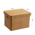 Wicker style storage box with lid, durable file organizer for office and home, 45x35x31cm. - Light Coffee 45x35x31cm With Lid