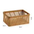 Rectangular woven storage basket, imitation rattan organizer bin with handles for books. - 36x25x16cm / Light Coffee