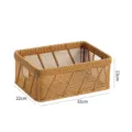 Rectangular woven storage basket imitation rattan desk organizer breathable container 32x22cm - 32x22x13cm / Light Coffee