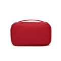 Red genuine leather cosmetic bag portable travel toiletry storage pouch for women daily use - Red