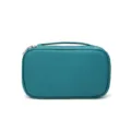 Teal leather cosmetic bag travel toiletry pouch large capacity makeup storage organizer - Maltese Blue
