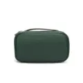 Green leather cosmetic bag portable travel toiletry organizer pouch for women daily use - Dark Green