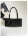 Schwarze Umhängetasche mit Steinmuster minimalistische PU Leder Shopper Alltagstasche Damen - Ohne Anhänger / Schwarz