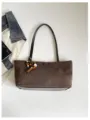 Retro Krokodilmuster Shopper für Damen, elegante PU Leder Handtasche für Alltag und Arbeit. - Mit Anhänger / Kaffeebraun