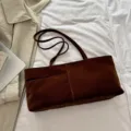 Braune Samt Umhängetasche Lässig Pendler Unterarm Tasche Variante Ausführung - Schokoladenbraun