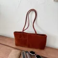Braune Samt Umhängetasche Damen lässige große Kapazität Shopper Tasche minimalistisch - Goldbraun
