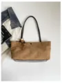 Vintage Kroko Muster Shopper Damen Lässige Pendler Schultertasche PU Leder Handtasche - Mit Anhänger / Khaki