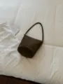 Brown suede bucket bag chic retro shoulder handbag stylish daily commute autumn accessory. - No Pendant / Green