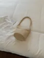 Khaki suede bucket bag, minimalist single-shoulder handbag, casual daily women's purse. - No Pendant / Apricot