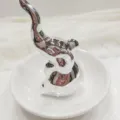 Coupelle a Bijoux Elephant en Ceramique Nordique Porte-Bague Blanc Argent Display SKU - Éléphant Argenté avec Plateau Blanc / 10.5*10.5*10cm