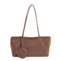 Casual nylon underarm shoulder bag with coin purse chic daily commuting tote bag brown - Coffee