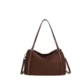 Vintage bruine suède schoudertas voor dames, grote capaciteit casual shopper en handtas. - Eén maat / koffiekleur