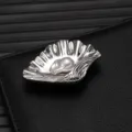 Exquisite silver shell brooch detail, elegant pearl inlay, premium suit lapel accessory design - Shell Shape (X1172-1)