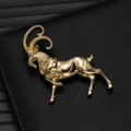 Exquisite gold ram alloy brooch detail, high-end design lapel pin badge for suit accessories. - Goat Shape (X1170)