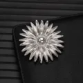 Silver alloy sunflower brooch vintage lapel pin elegant floral badge suit jewelry accessory - Sunflower Shape (X1174-1)