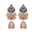Boucles d'oreilles longues pendentifs ethniques vintage argentées style bohème pour femmes - Orange