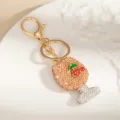 Portachiavi con strass a forma di bicchiere di vino, elegante ciondolo borsa metallico. - Champagne