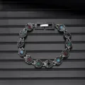 Vintage ethnic style turquoise metal bracelet detail with exquisite floral links. - Vintage Style L740-6