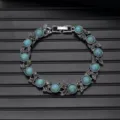 Vintage turquoise stone bracelet for women retro silver plated elegant jewelry accessory - Vintage Style L740-7