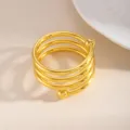 Golden multi-loop spiral metal napkin ring, elegant table decor for dining rooms and restaurants. - Spiral Bead (X1132) / Gold