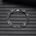 Vintage multi-color leaf gemstone bracelet, elegant ethnic style charm jewelry for women. - Vintage Style L740-9