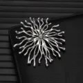 Exquisite silver alloy brooch detail shot, high-end design fashion suit lapel pin badge. - Abstract Branch Shape (X1175-1)