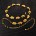 Vintage Gold Metal Waist Chain Retro Dress Belt Adjustable Fashion Body Jewelry Accessory New - X1201 (Gold)