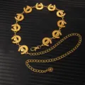 Retro gold metal horseshoe chain belt for women, adjustable waist jewelry dress accessory. - X1204 (Gold)