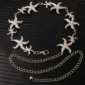 Silver starfish waist chain detail, retro metal decorative body chain for dresses and outfits. - X1206-1 (Silver)