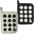 Cotton twill polka dot pot holders with cute cat pattern kitchen heat resistant pads set - Black One Piece White One Piece