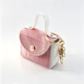 Mini sac en jean porte-clés pochette de rangement pour écouteurs mignon porte-monnaie - Rose