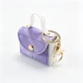 Porte-clés mini sac à main en jean portable élégant pochette de rangement pour écouteurs. - Violet