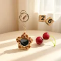 Porte-clés peluche motif léopard fleur avec mini miroir mignon pendentif de sac chic - Avec Porte-clés / Café Clair