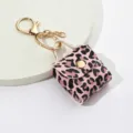 Porte-clés mini sac à main léopard rose en cuir PU porte-monnaie mignon et élégant - Rose Charmant