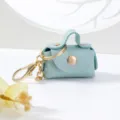 Mini porte-clés sac à main en cuir PU mignon étui de clé de voiture pendentif de sac - Bleu