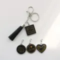 Ensemble de porte-clés fête des mères avec gland en cuir noir et pendentifs lettre MAMA. - Noir