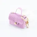 Rose mini sac à main motif crocodile porte-clés en cuir mignon avec métal doré - Violet
