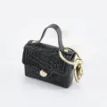 Mini porte-clés sac à main texture crocodile mignon porte-monnaie pendentif cadeau mode - Noir