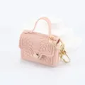 Mini porte-clés sac à main motif croco rose, pendentif mignon porte-monnaie en cuir PU. - Rose