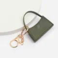 Porte-clés mini sac à main en cuir PU avec accessoires métalliques dorés, joli pendentif. - Vert Militaire