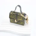 Porte-monnaie miniature en cuir PU motif crocodile doré, accessoire de sac et de téléphone. - Noir