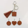 Ensemble porte-clés gland en cuir avec pendentifs lettres pour sacs et super cadeaux. - Café