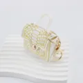 Porte-clés mini porte-monnaie en cuir PU motif crocodile gaufré or accessoire sac - Blanc